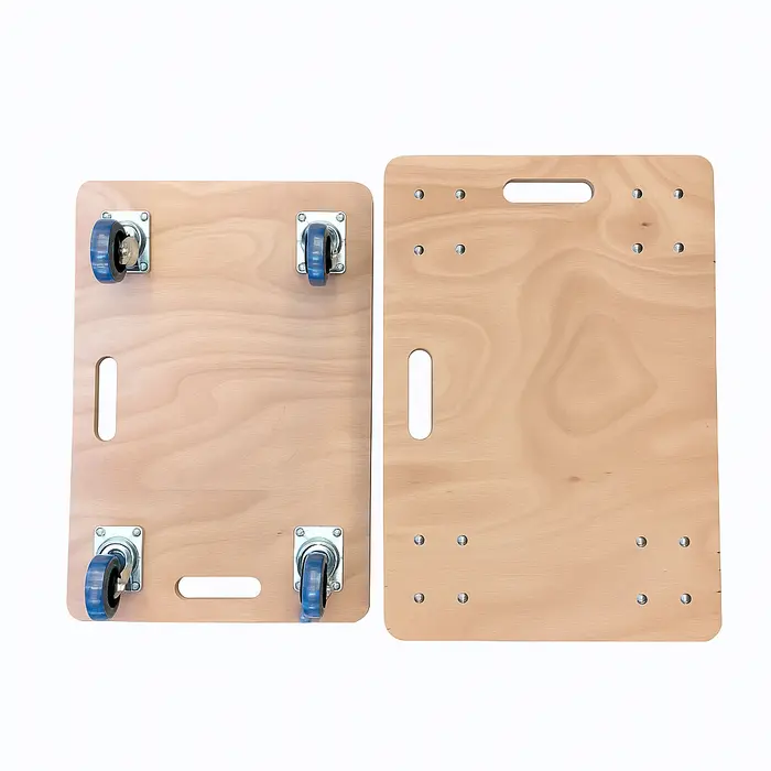 עגלת משא ושינוע-פלטה בריץ עץ איכותי מאוד גלגלים כחולים 100% סיליקון