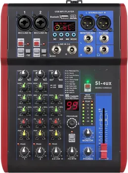 מיקסר 4CH יציאות XLR+אפקט+BT+הקלטה