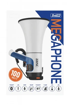 מגפון איכותי נטען בהספק 100W עם סירנה ומיקרופון נשלף+נגן USB ובלוטות טווח שמיעה 1000 מטר